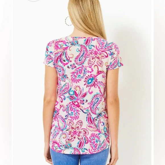 Lilly Pulitzer NWT Etta “Coconut Flitting About” Paisley Top in Ladies Large - Picture 10 of 13